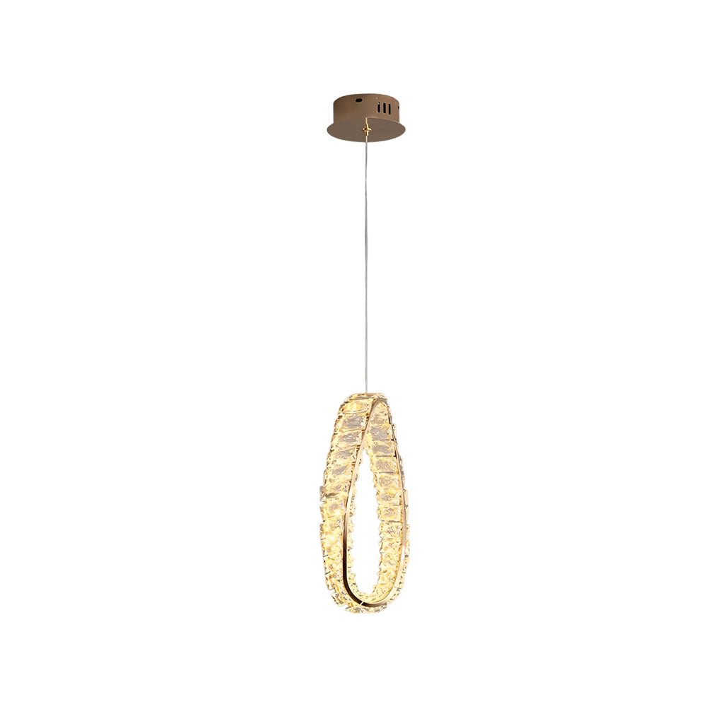 Luxury LED Crystal Ring Chandelier - Modern 3-Step Dimming Light Fixture