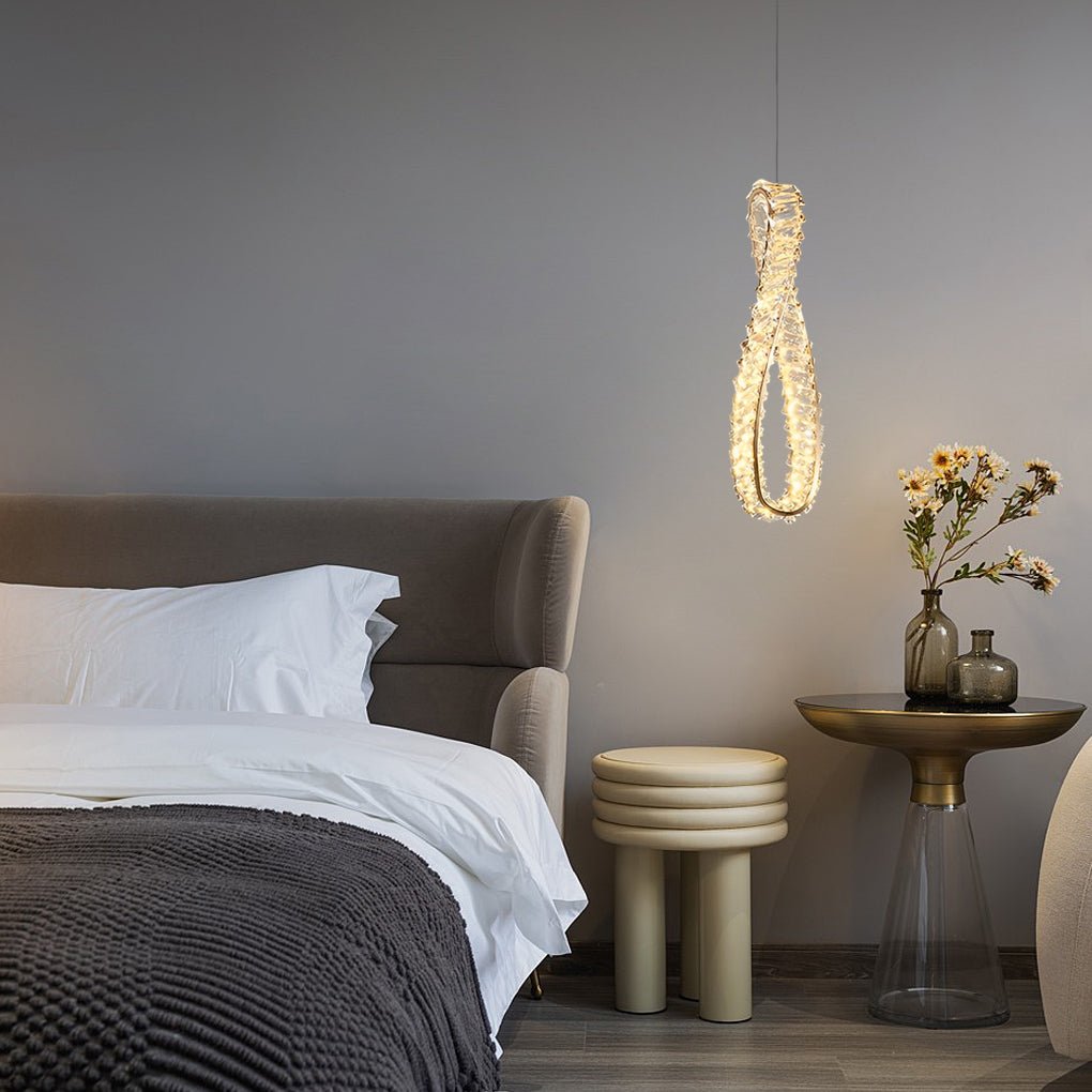 Luxury LED Crystal Ring Chandelier - Modern 3-Step Dimming Light Fixture
