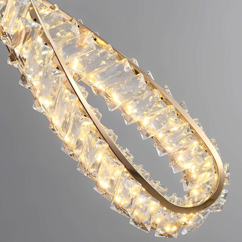 Luxury LED Crystal Ring Chandelier - Modern 3-Step Dimming Light Fixture