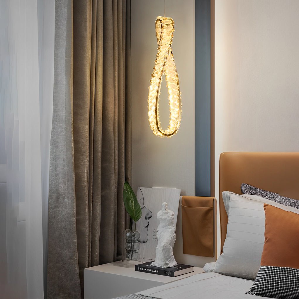 Luxury LED Crystal Ring Chandelier - Modern 3-Step Dimming Light Fixture