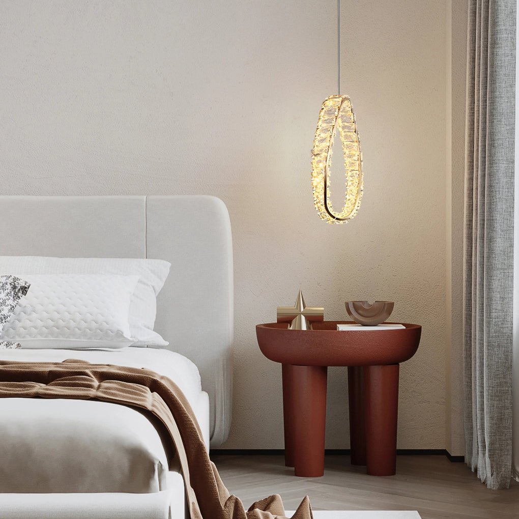 Luxury LED Crystal Ring Chandelier - Modern 3-Step Dimming Light Fixture