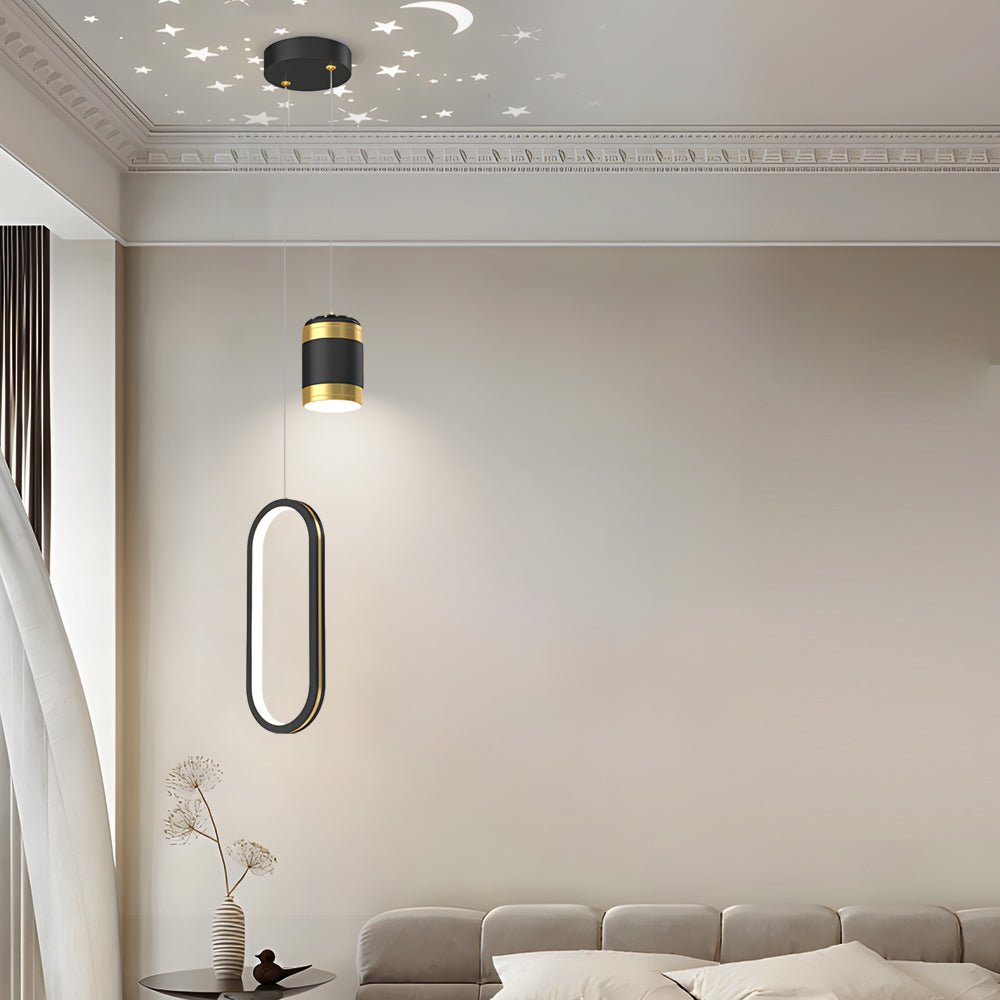 Creative Starry Projection Ring LED Pendant Light - 3 Step Dimming Features, Modern Design, Unique Home Decor