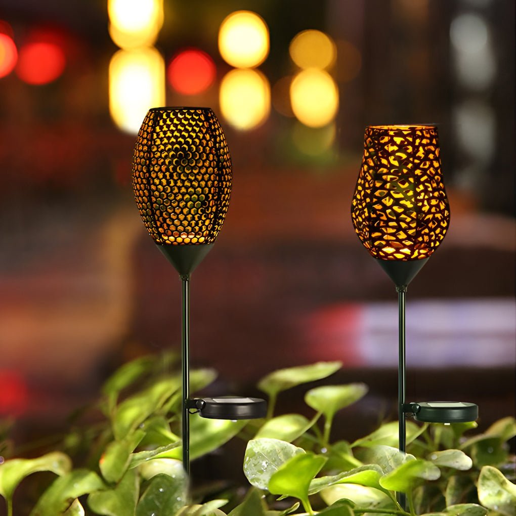 Vintage Red Wine Glass Solar LED Garden Lights - Enchanting Outdoor Ambiance