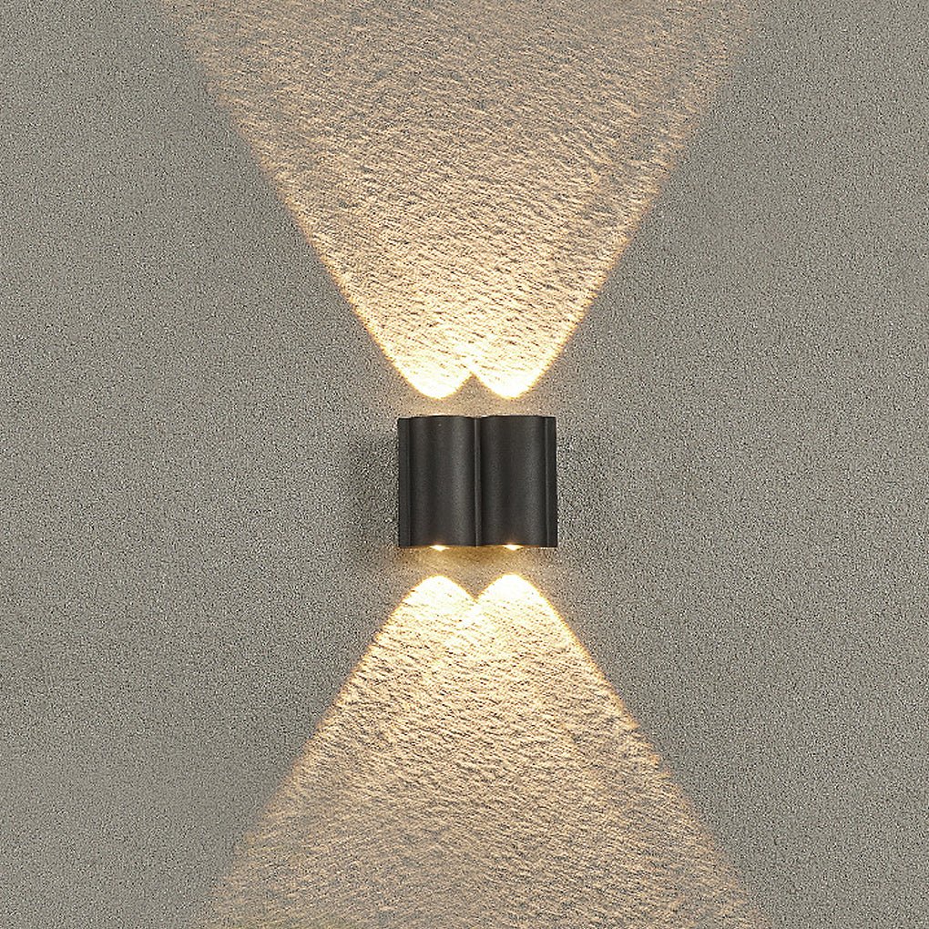 Outdoor Wall Light Black LED Up & Down Waterproof Garden Fixture