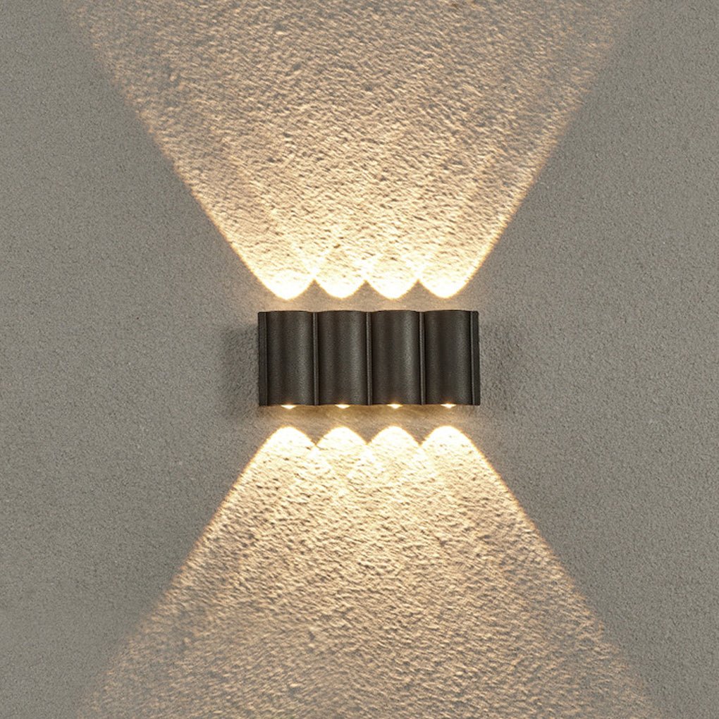 Outdoor Wall Light Black LED Up & Down Waterproof Garden Fixture