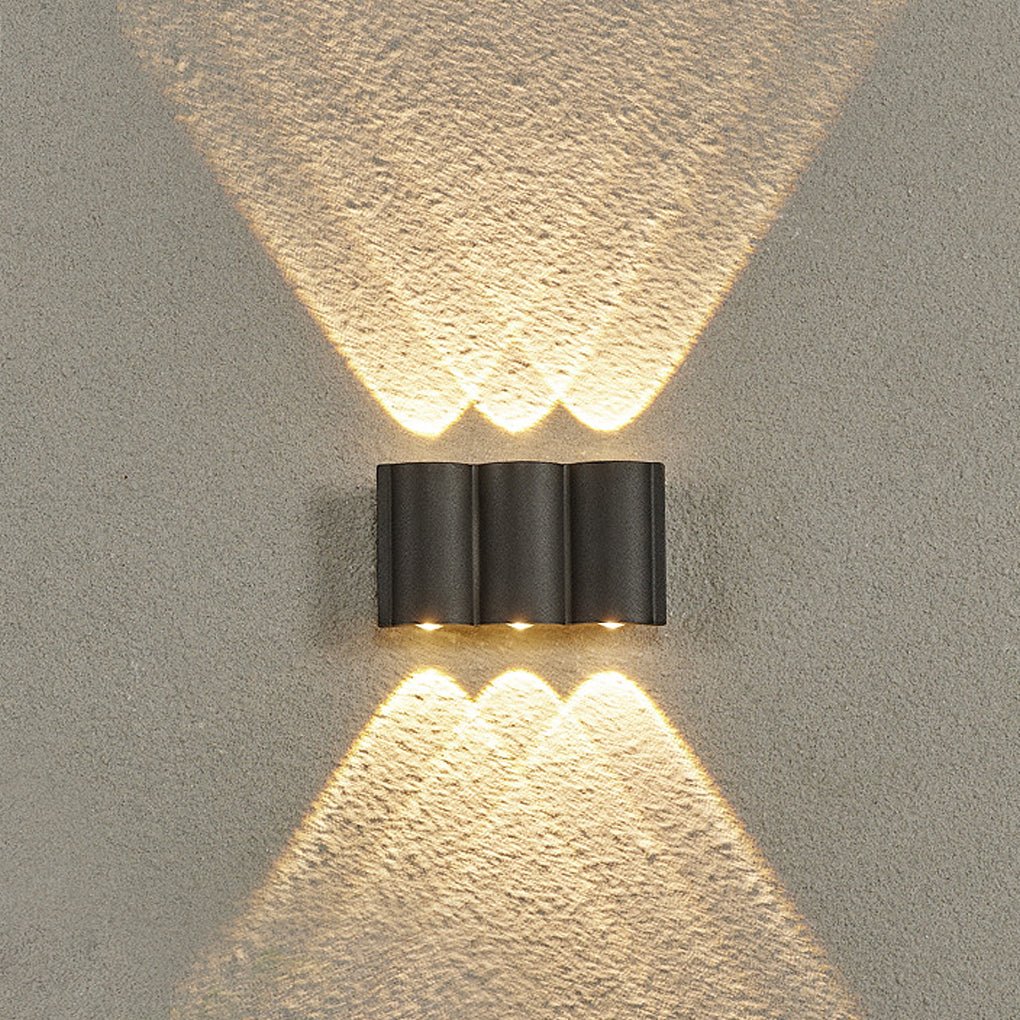 Outdoor Wall Light Black LED Up & Down Waterproof Garden Fixture