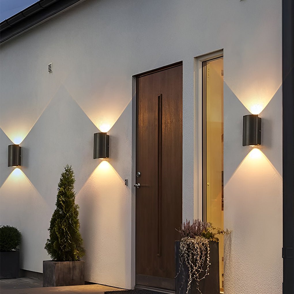 Outdoor Wall Light Black LED Up & Down Waterproof Garden Fixture