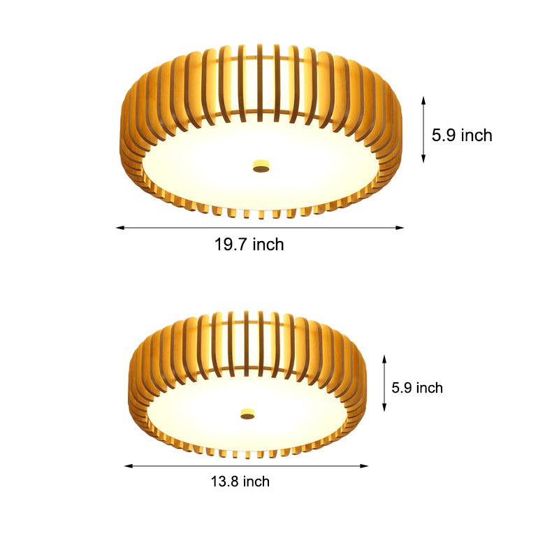 Dimmable Nordic Wood LED Ceiling Light – Rustic 3-Step Brightness for Bedroom