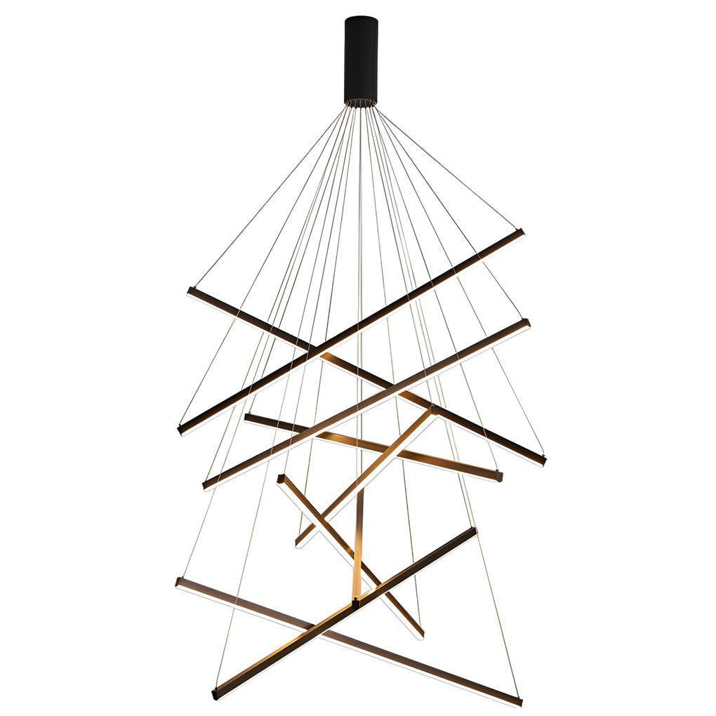 Criss Linear Modern LED Black Chandelier Ceiling Light