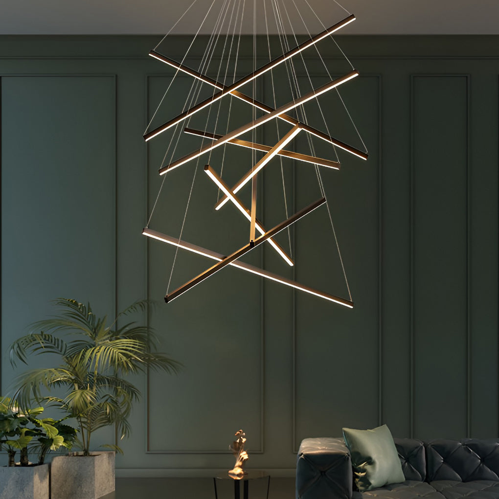 Criss Linear LED Black Chandelier Modern Ceiling Light