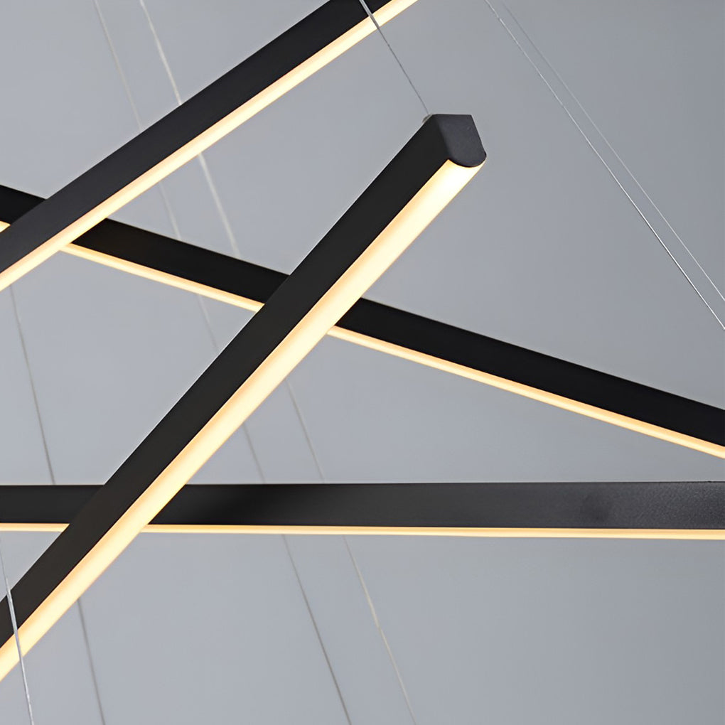 Criss Linear Modern LED Black Chandelier Ceiling Light