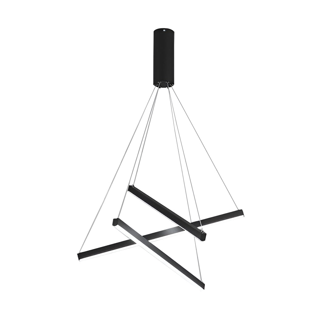 Criss Linear LED Black Chandelier Modern Ceiling Light