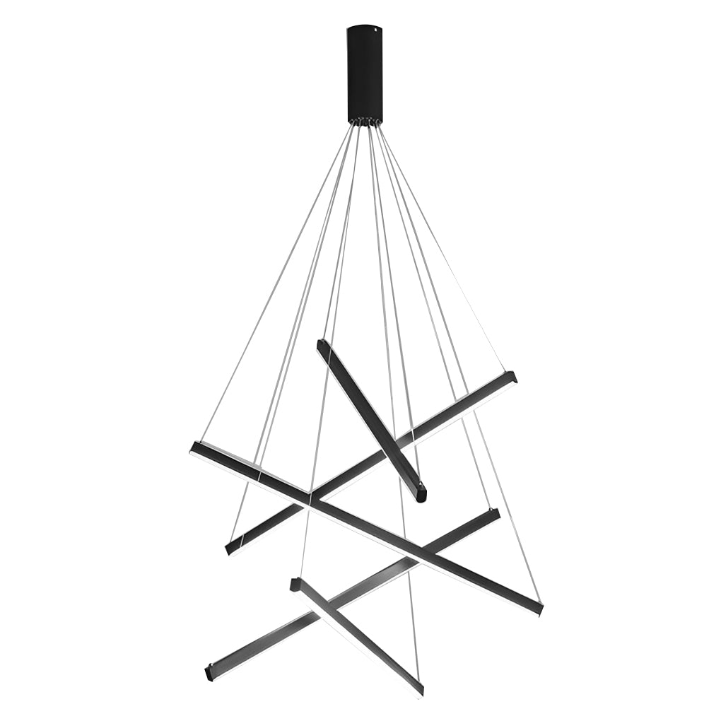Criss Linear LED Black Chandelier Modern Ceiling Light