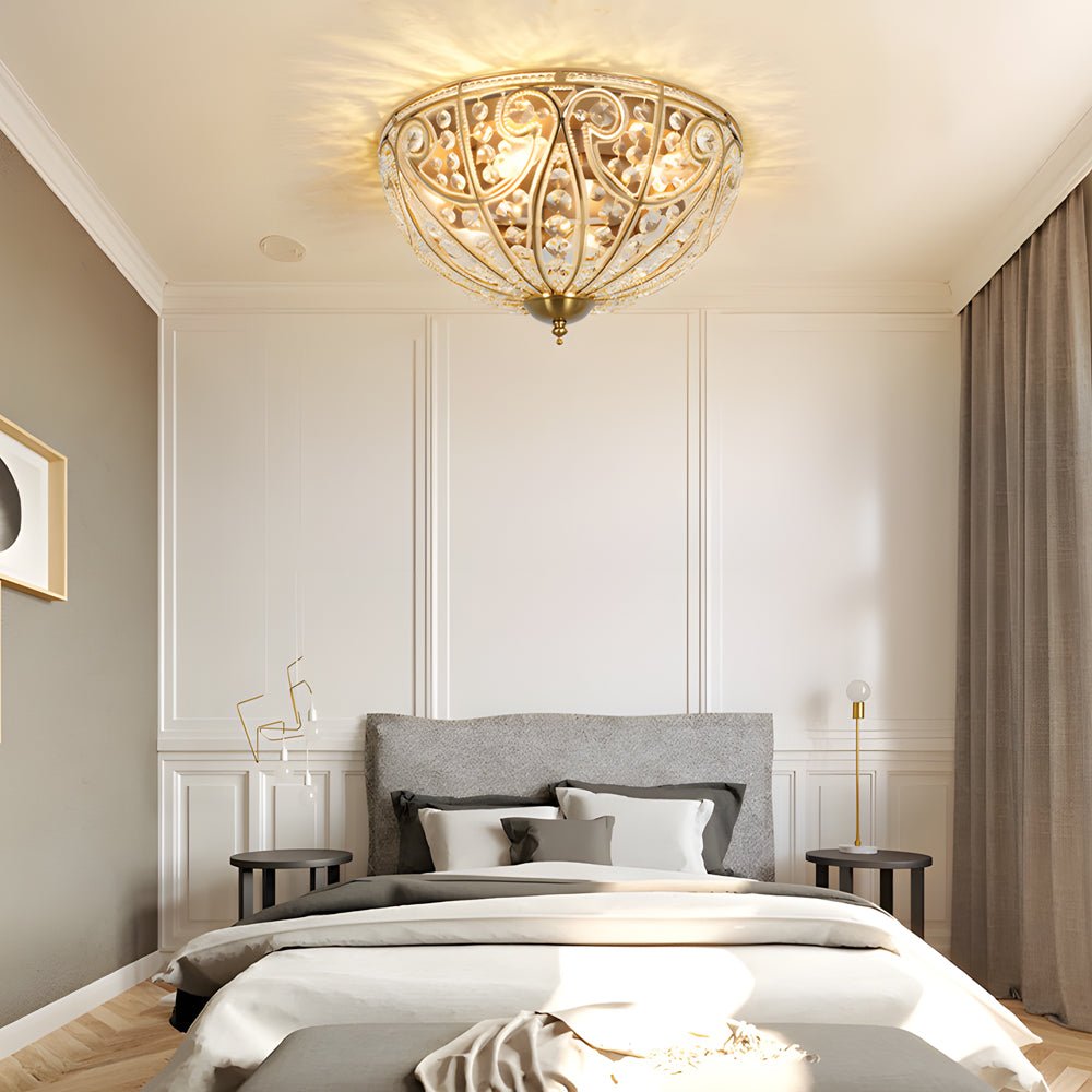 Crystal Adorned Roman Flush Mount Ceiling Light Fixture