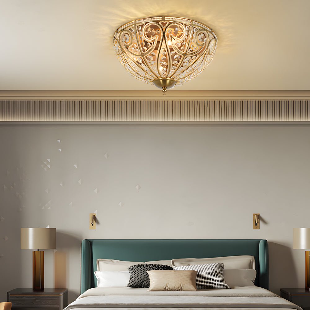 Crystal Adorned Roman Flush Mount Ceiling Light Fixture