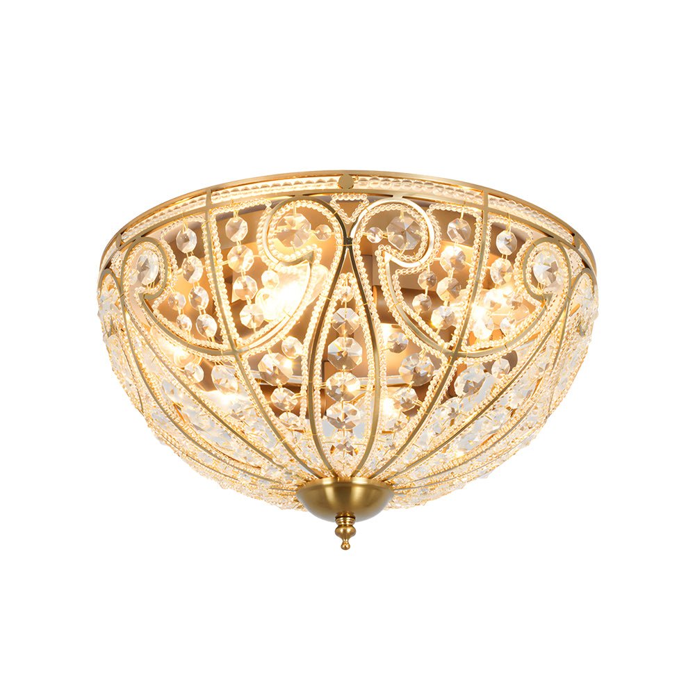 Crystal Adorned Roman Flush Mount Ceiling Light Fixture