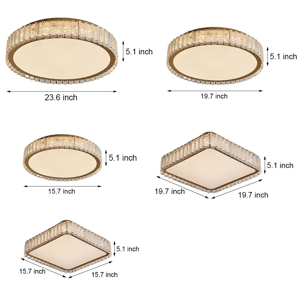 Luxury Crystal Frosted Shade Ceiling Light - Round/Square Flush Mount