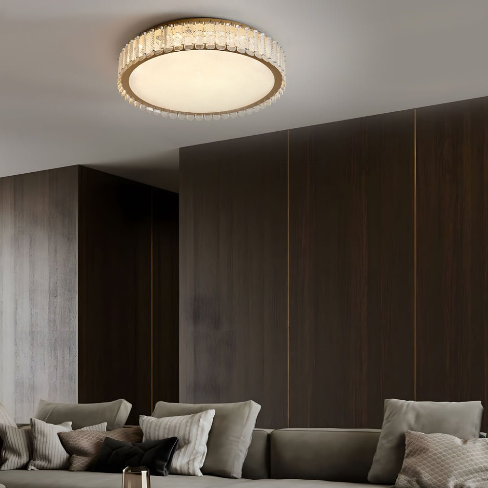 Luxury Crystal Frosted Shade Ceiling Light - Round/Square Flush Mount