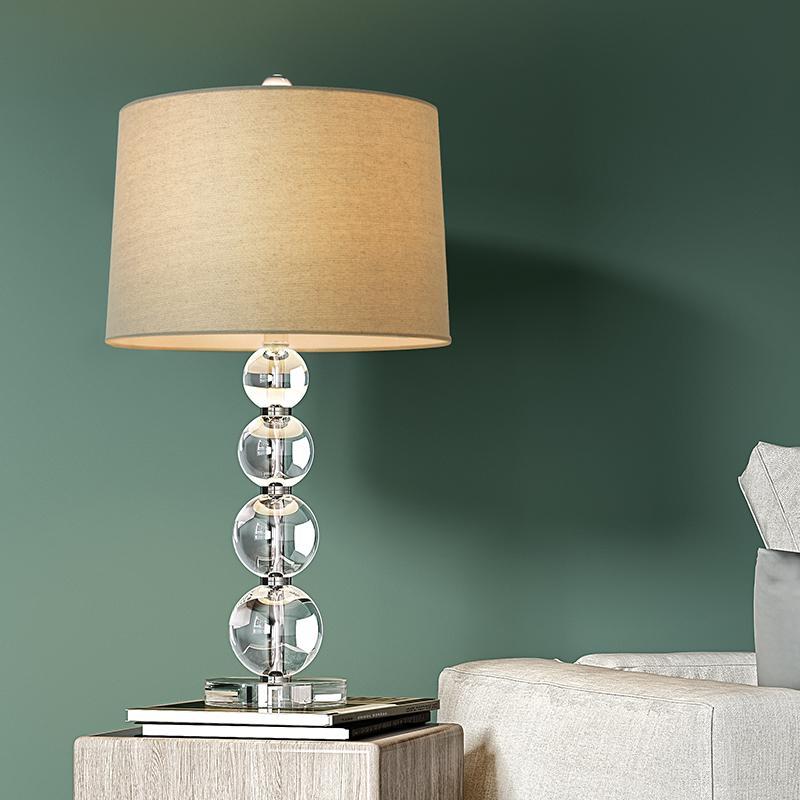 Crystal Ball Table Lamp - Modern Fabric Cylinder Shade for Stylish Lighting