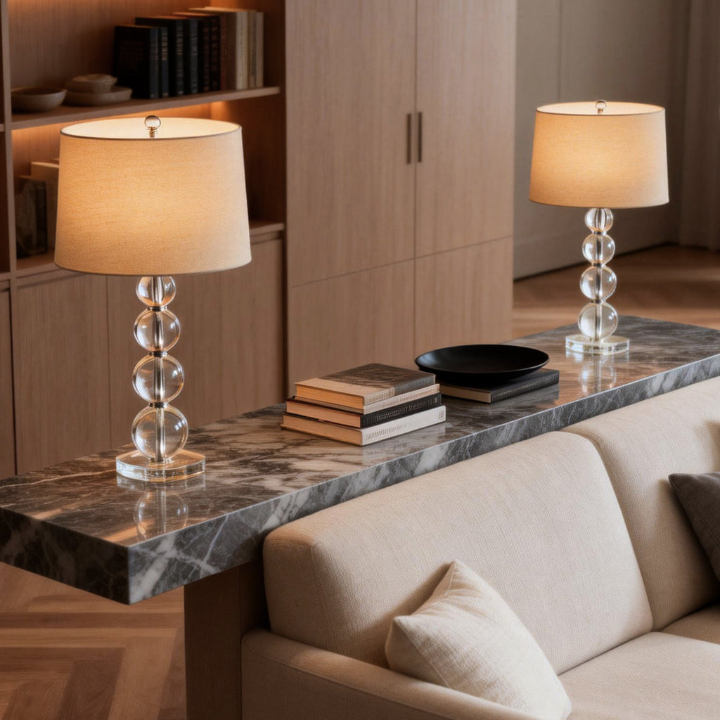 Crystal Ball Table Lamp - Modern Fabric Cylinder Shade for Stylish Lighting