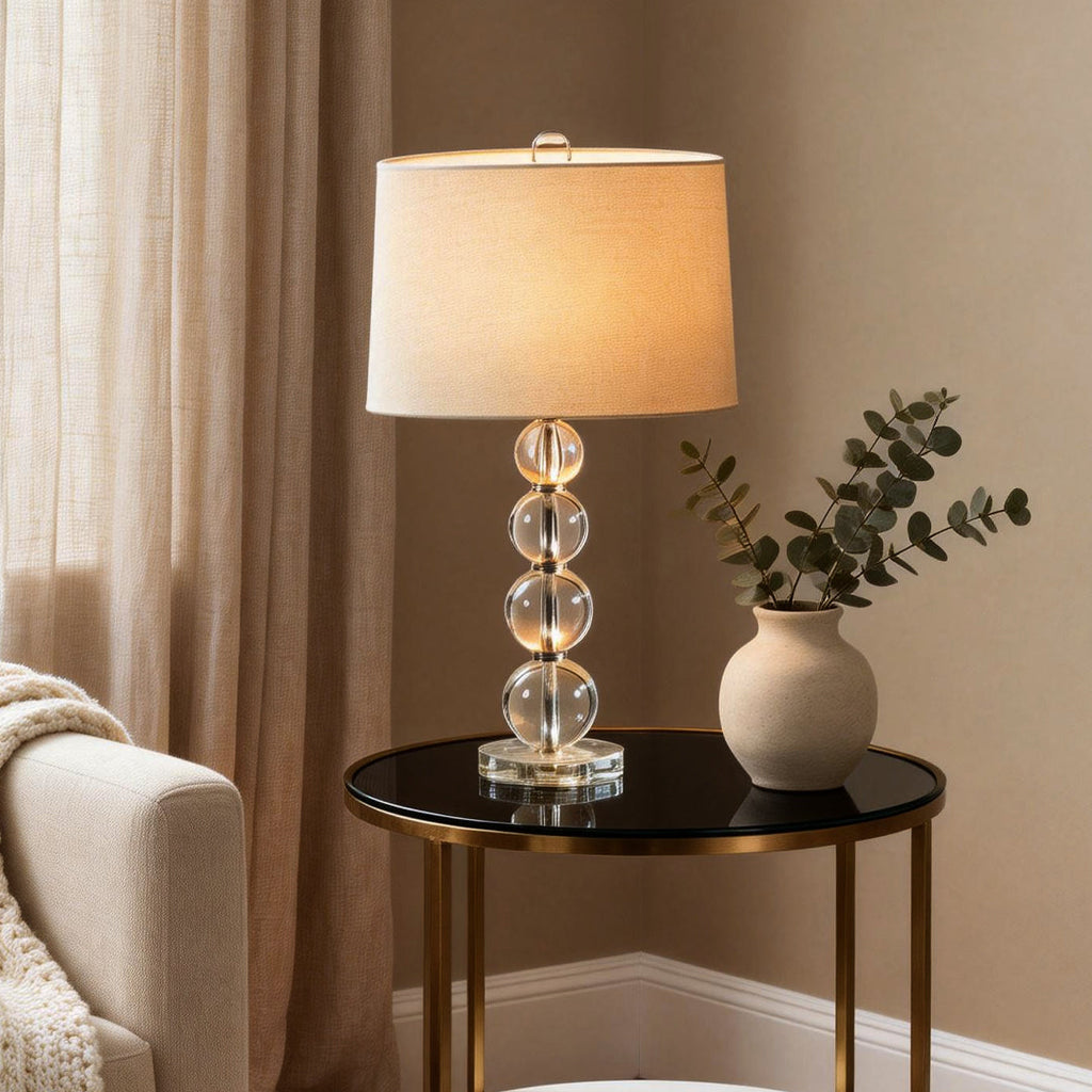 Crystal Ball Table Lamp - Modern Fabric Cylinder Shade for Stylish Lighting