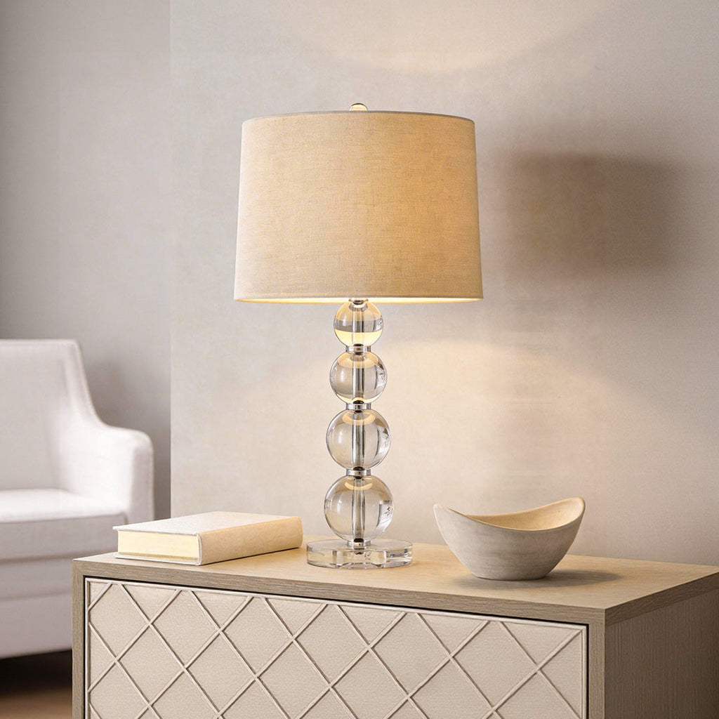 Crystal Ball Table Lamp - Modern Fabric Cylinder Shade for Stylish Lighting