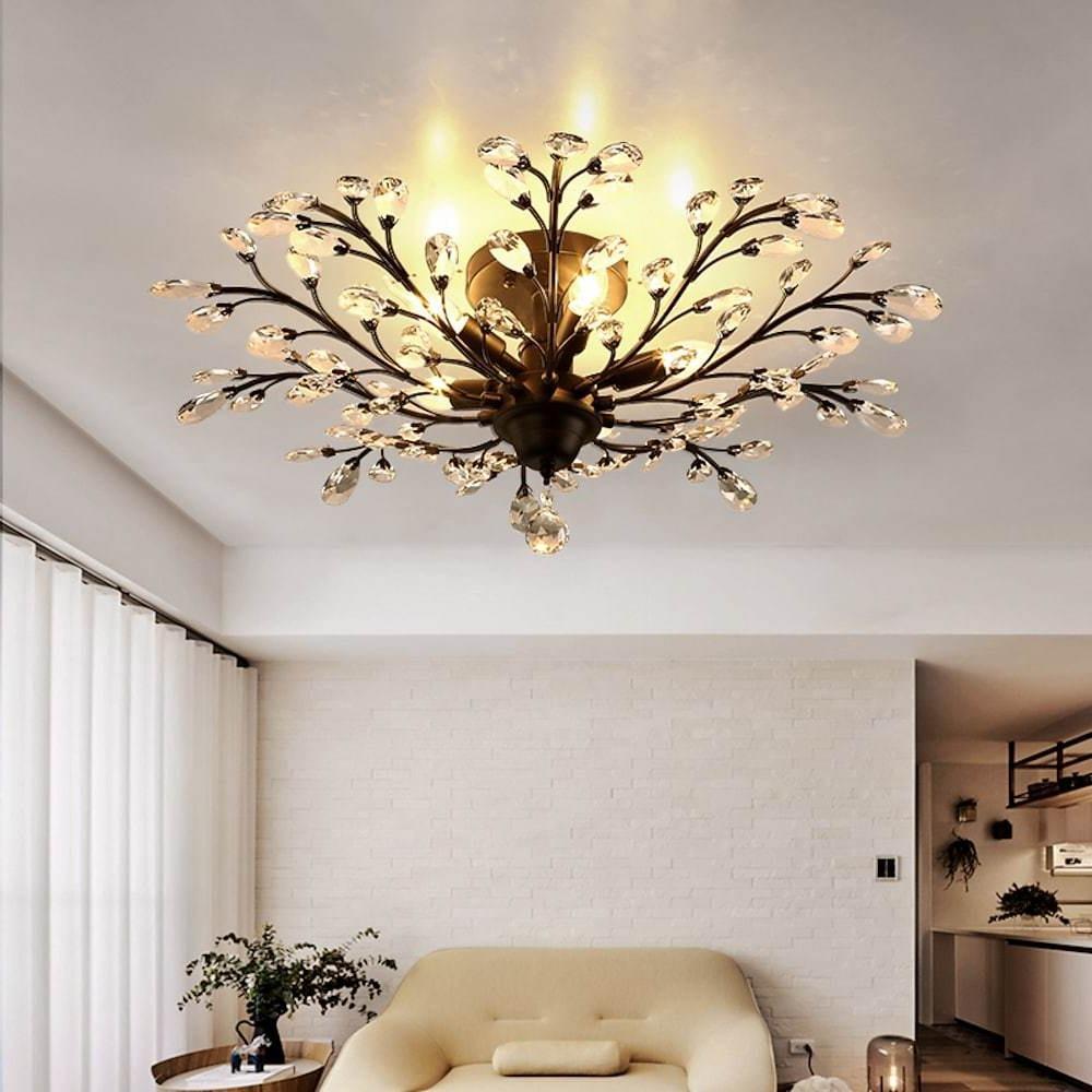Crystal Branch Chandelier Flower Ceiling Light - Modern Contemporary Design