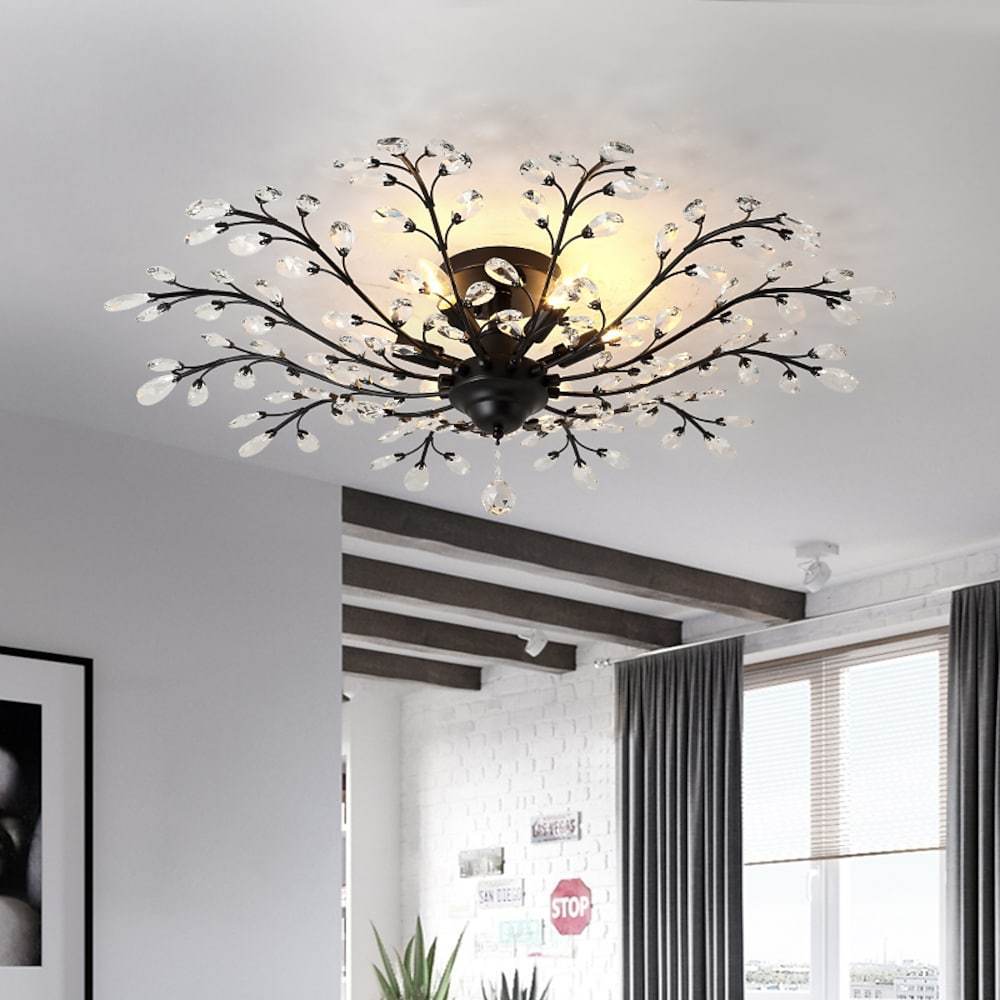 Crystal Branch Chandelier Flower Ceiling Light - Modern Contemporary Design