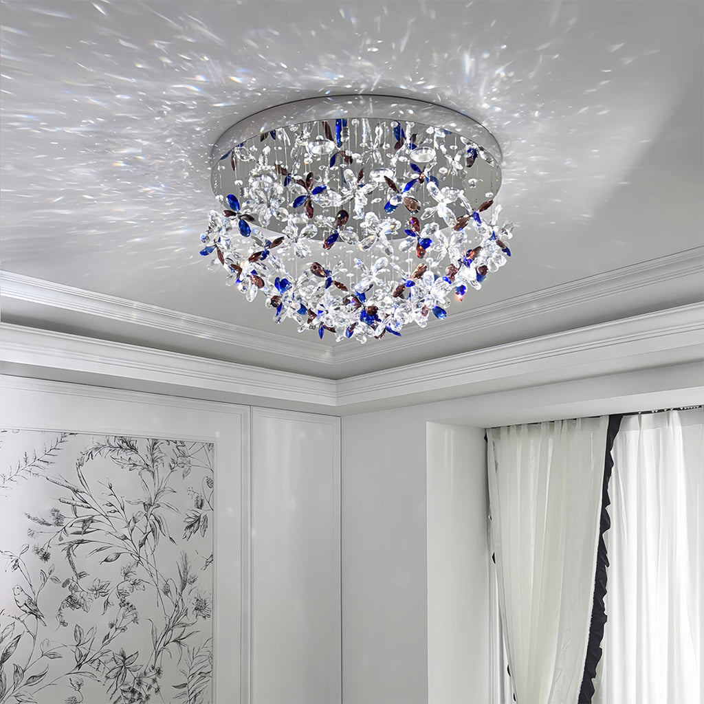 Crystal Flush Mount LED Ceiling Light - French Round Romantic Lighting