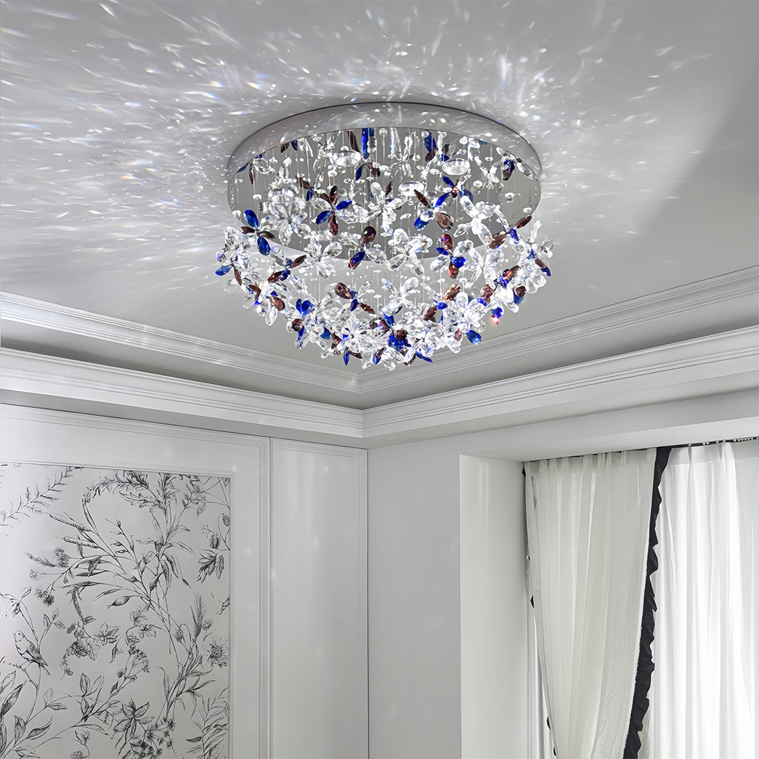 Crystal Flush Mount LED Ceiling Light - French Round Romantic Lighting
