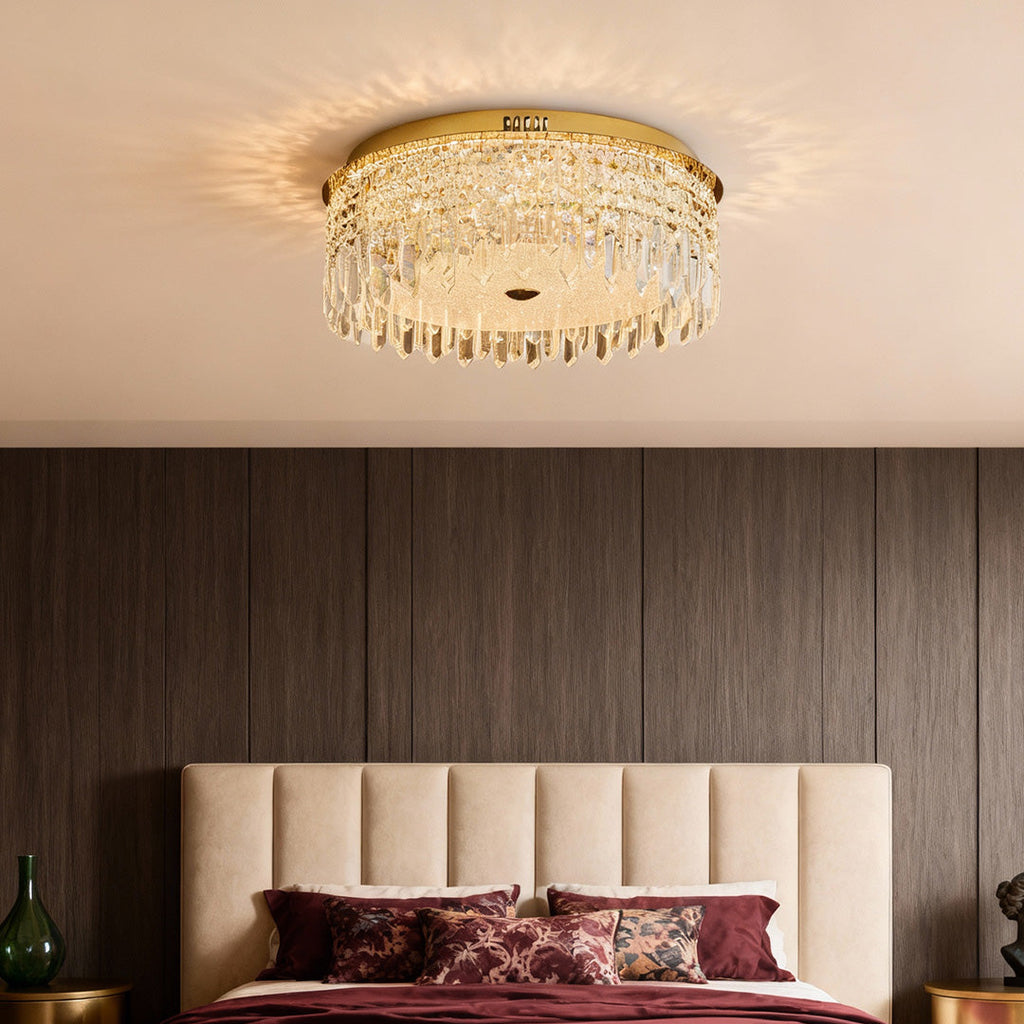 Luxury Crystal Flush Mount Ceiling Light – Modern Metal Fixture