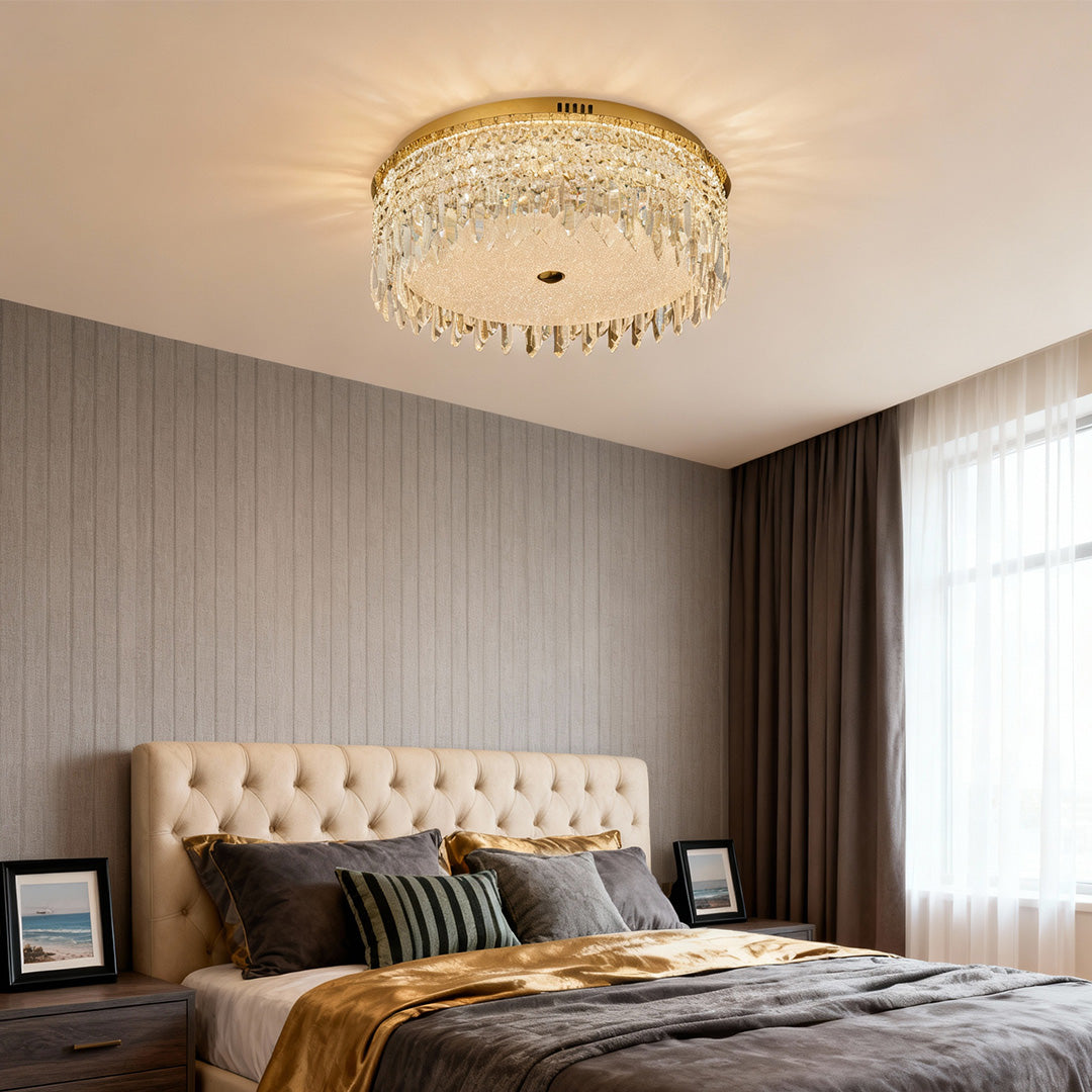 Luxury Crystal Flush Mount Ceiling Light – Modern Metal Fixture