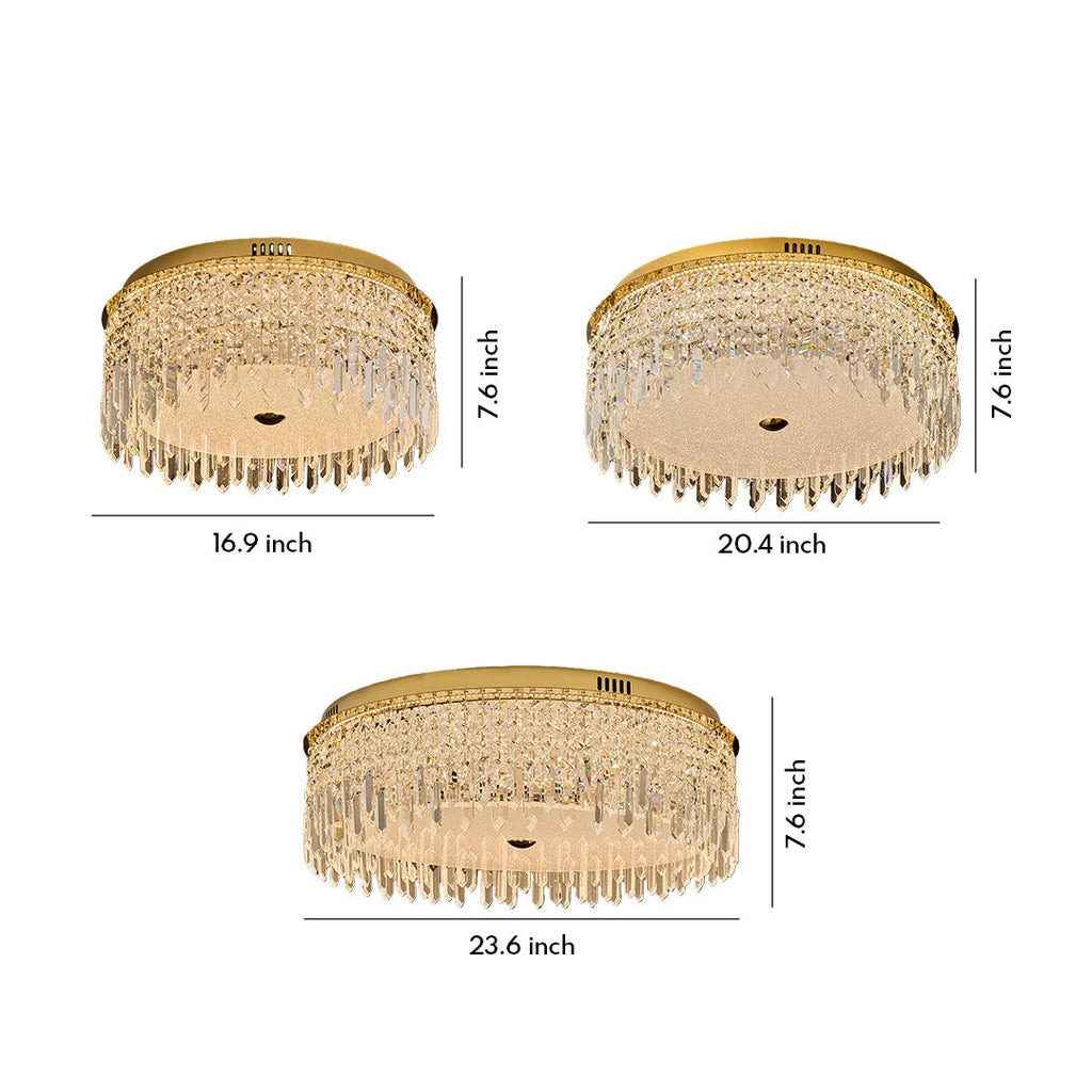 Luxury Crystal Flush Mount Ceiling Light – Modern Metal Fixture