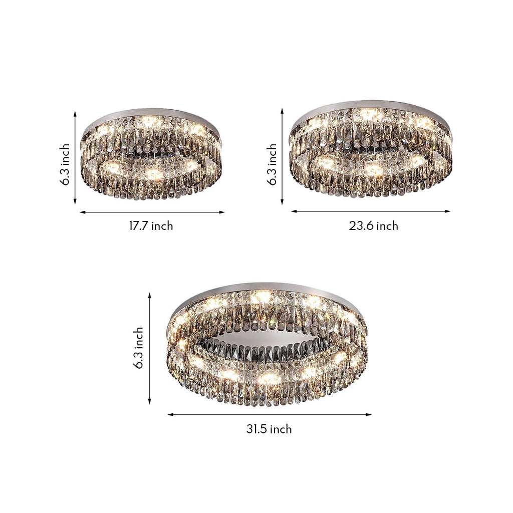 Luxury French Crystal Ceiling Light - Round LED Fixture for Elegant Home Décor