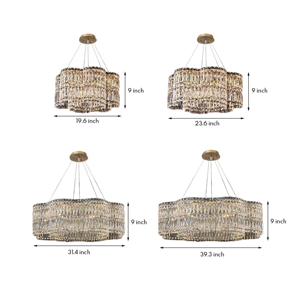LED Crystal Chandelier Modern Elegant Lighting Minimalist Design