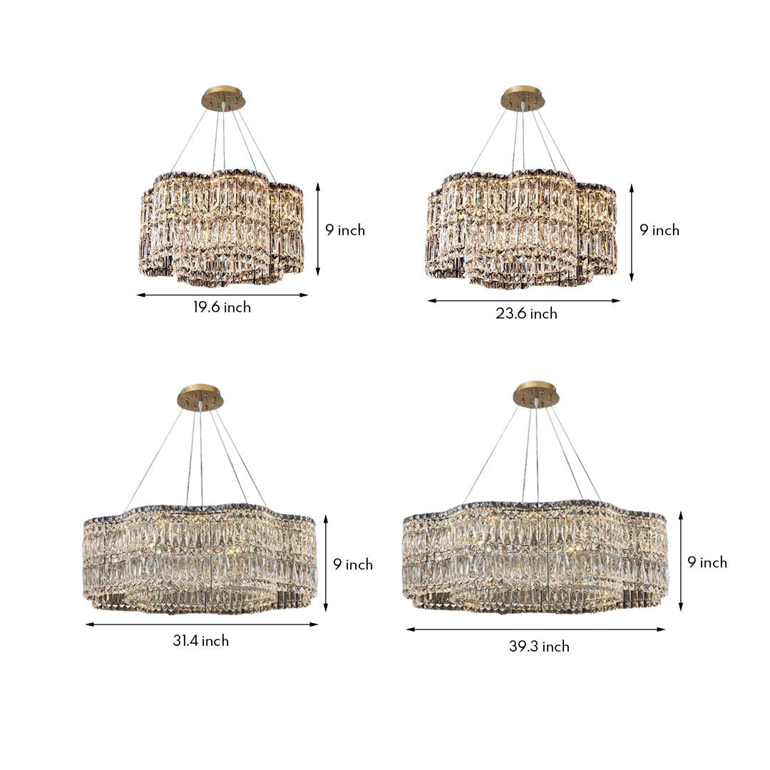 LED Crystal Chandelier Modern Elegant Lighting Minimalist Design