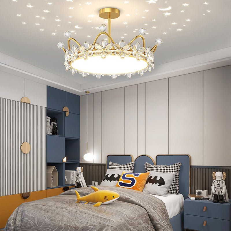 Crystal Crowns 3-Step Dimming Starry Sky Projection LED Ceiling Light