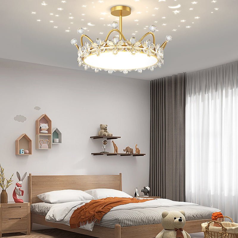 Crystal Crowns 3-Step Dimming Starry Sky Projection LED Ceiling Light