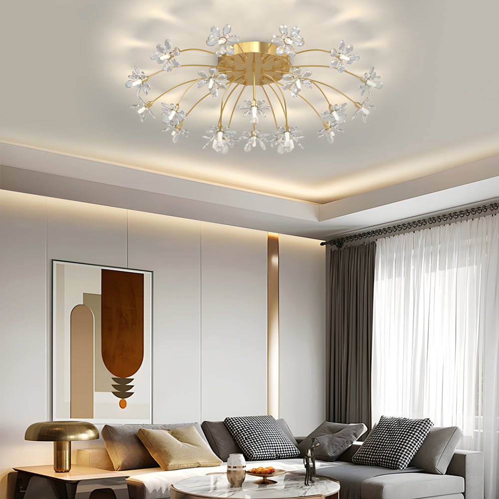 Crystal Dandelion Modern Ceiling Light Fixture - 3-Step Dimming, Elegant Design, LED Compatible, Home Decor Lighting, Living Room Pendant Light