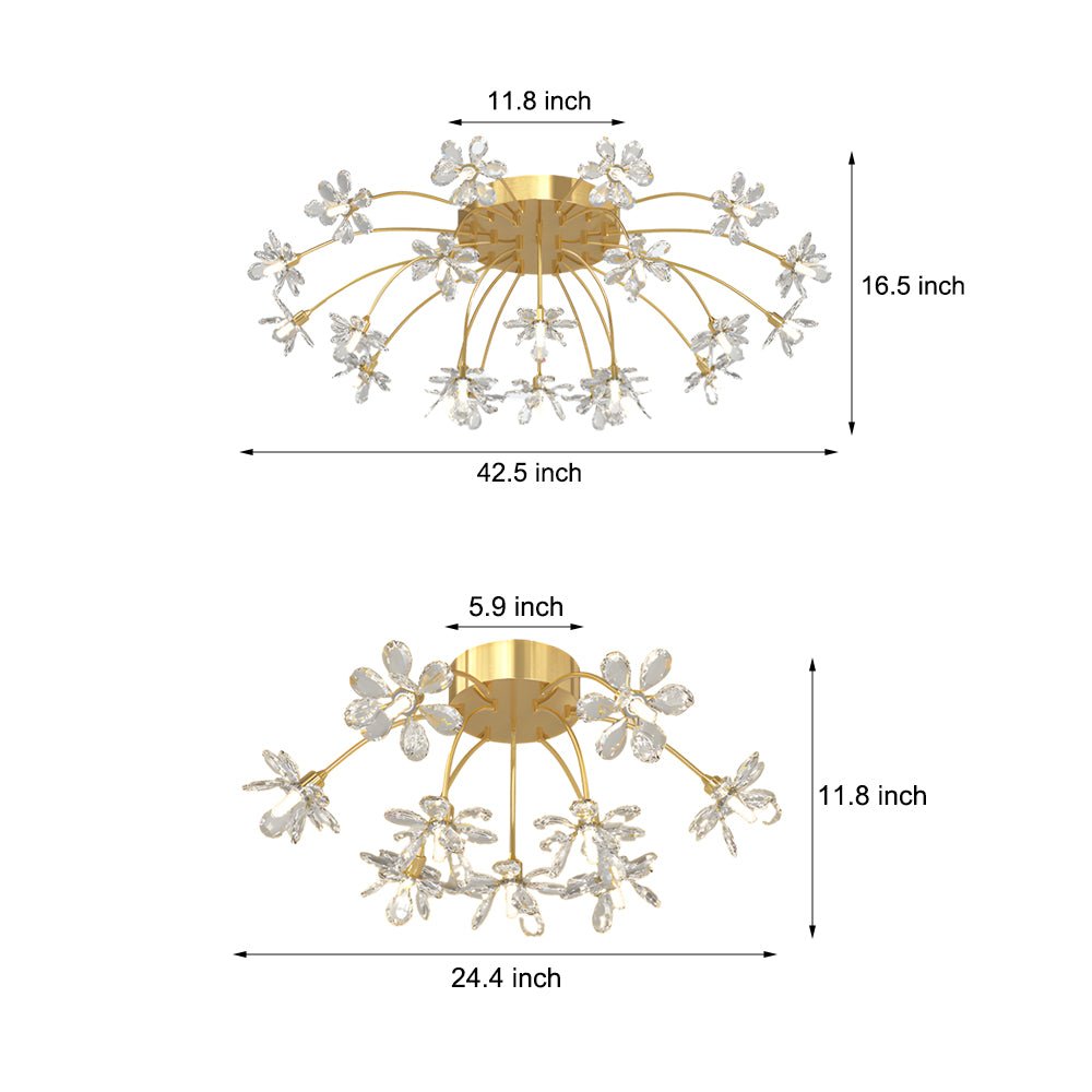 Crystal Dandelion Modern Ceiling Light Fixture - 3-Step Dimming, Elegant Design, LED Compatible, Home Decor Lighting, Living Room Pendant Light