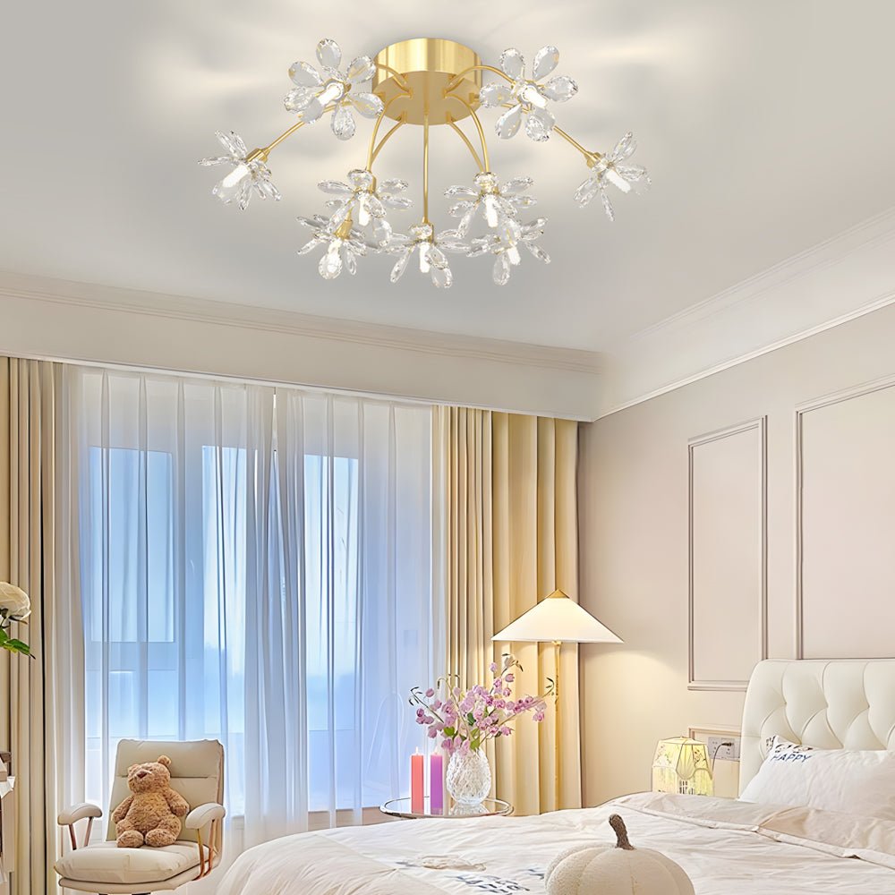 Crystal Dandelion Modern Ceiling Light Fixture - 3-Step Dimming, Elegant Design, LED Compatible, Home Decor Lighting, Living Room Pendant Light