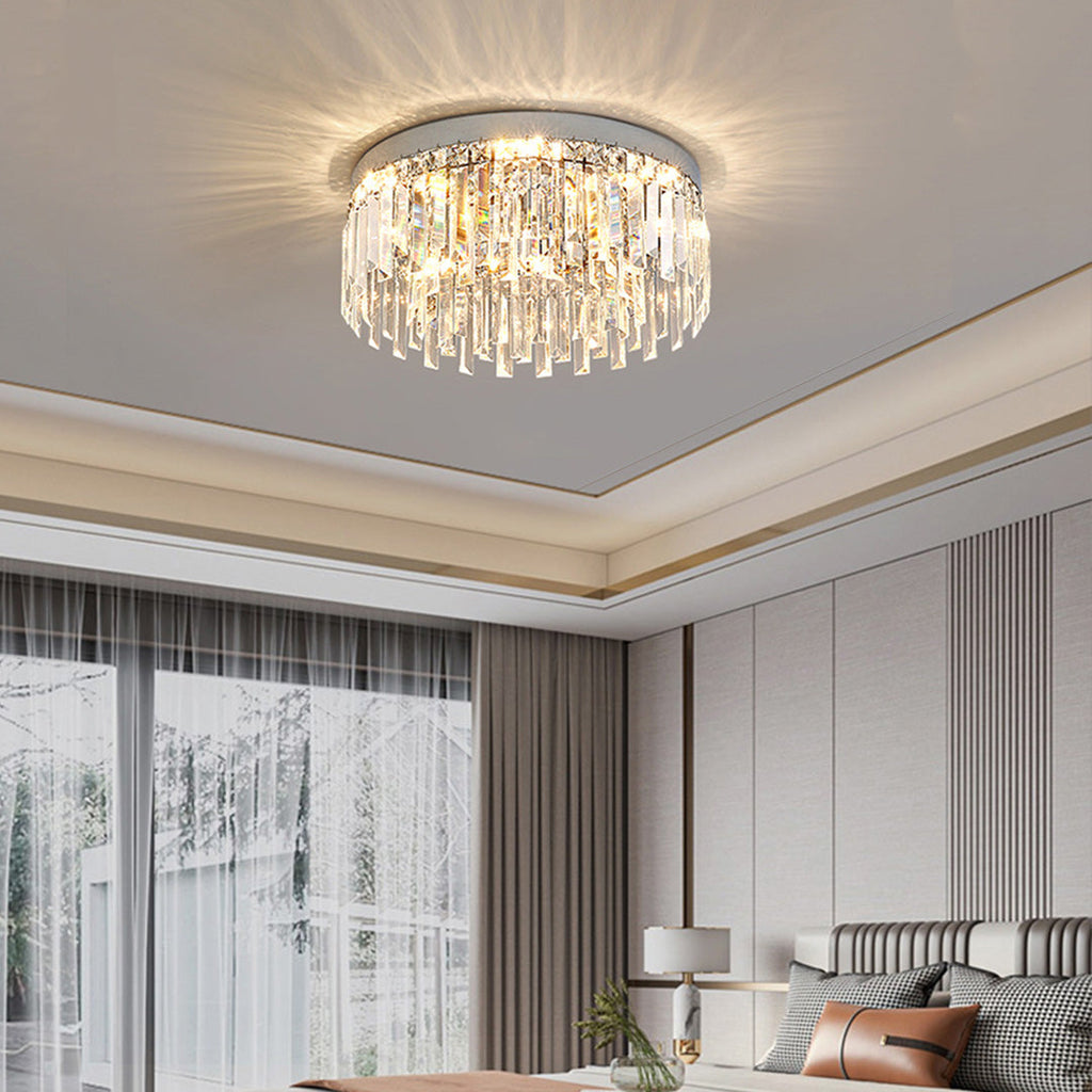 Crystal Flush Mount Ceiling Light - Modern Round Minimalist Design