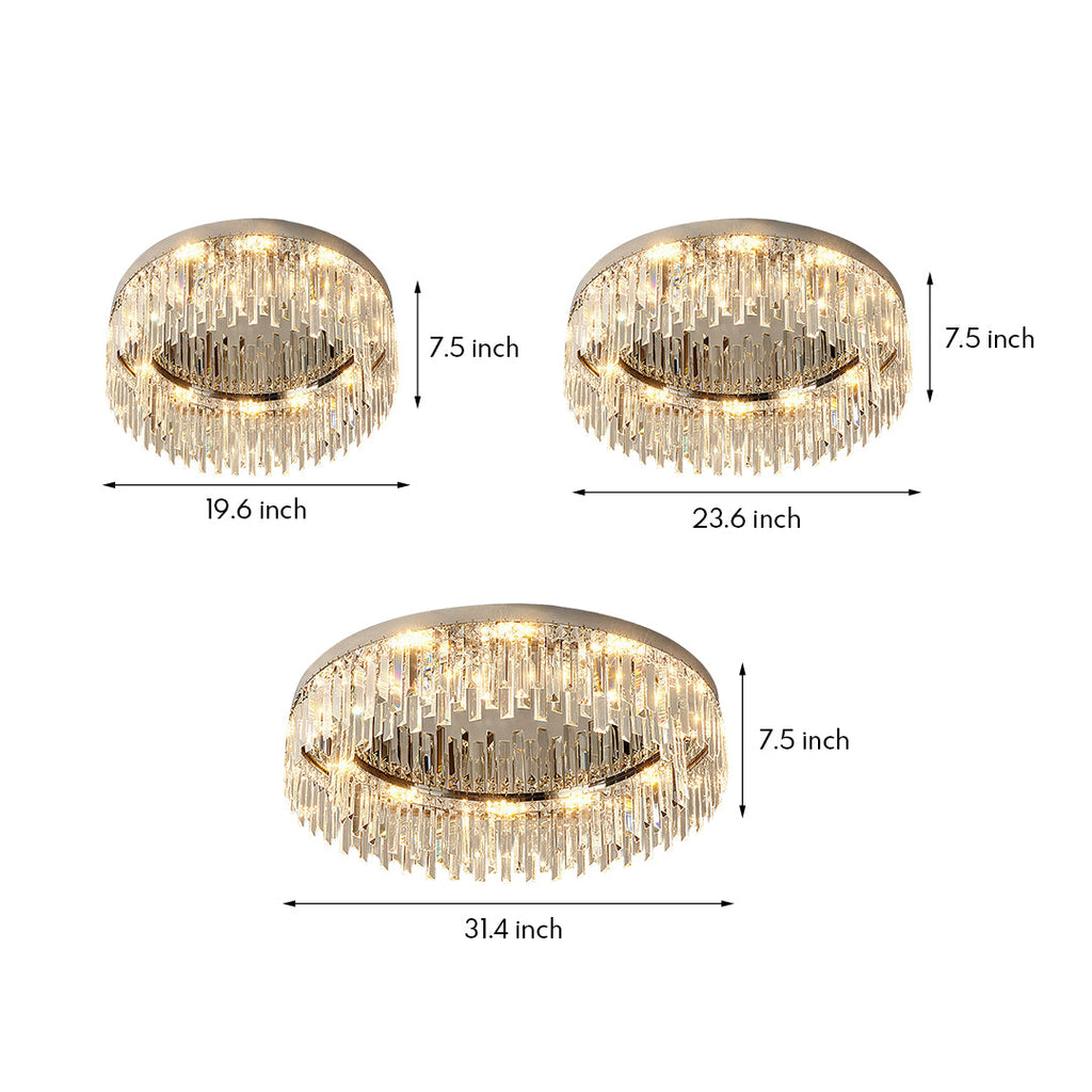 Crystal Flush Mount Ceiling Light - Modern Round Minimalist Design
