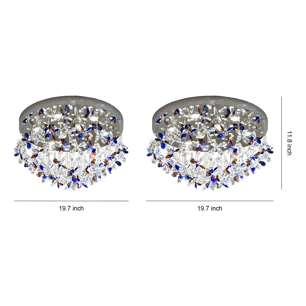 Crystal Flush Mount LED Ceiling Light - French Round Romantic Lighting