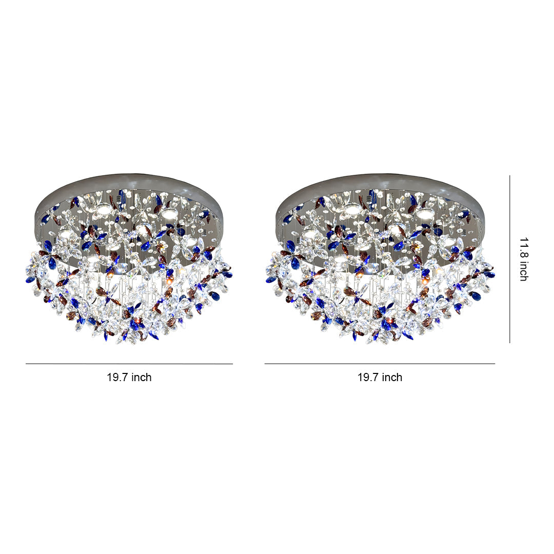 Crystal Flush Mount LED Ceiling Light - French Round Romantic Lighting