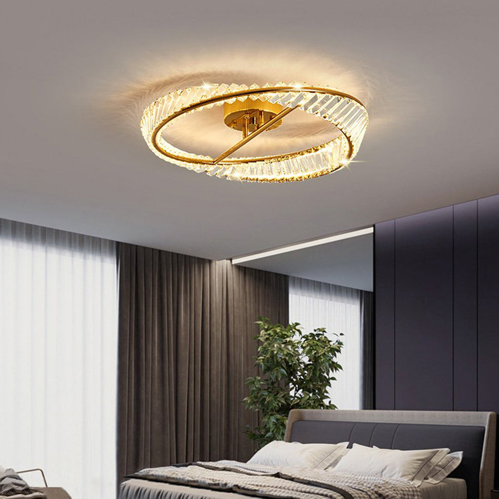 Luxury Gold Mobius Crystal Flush Mount Light Fixture