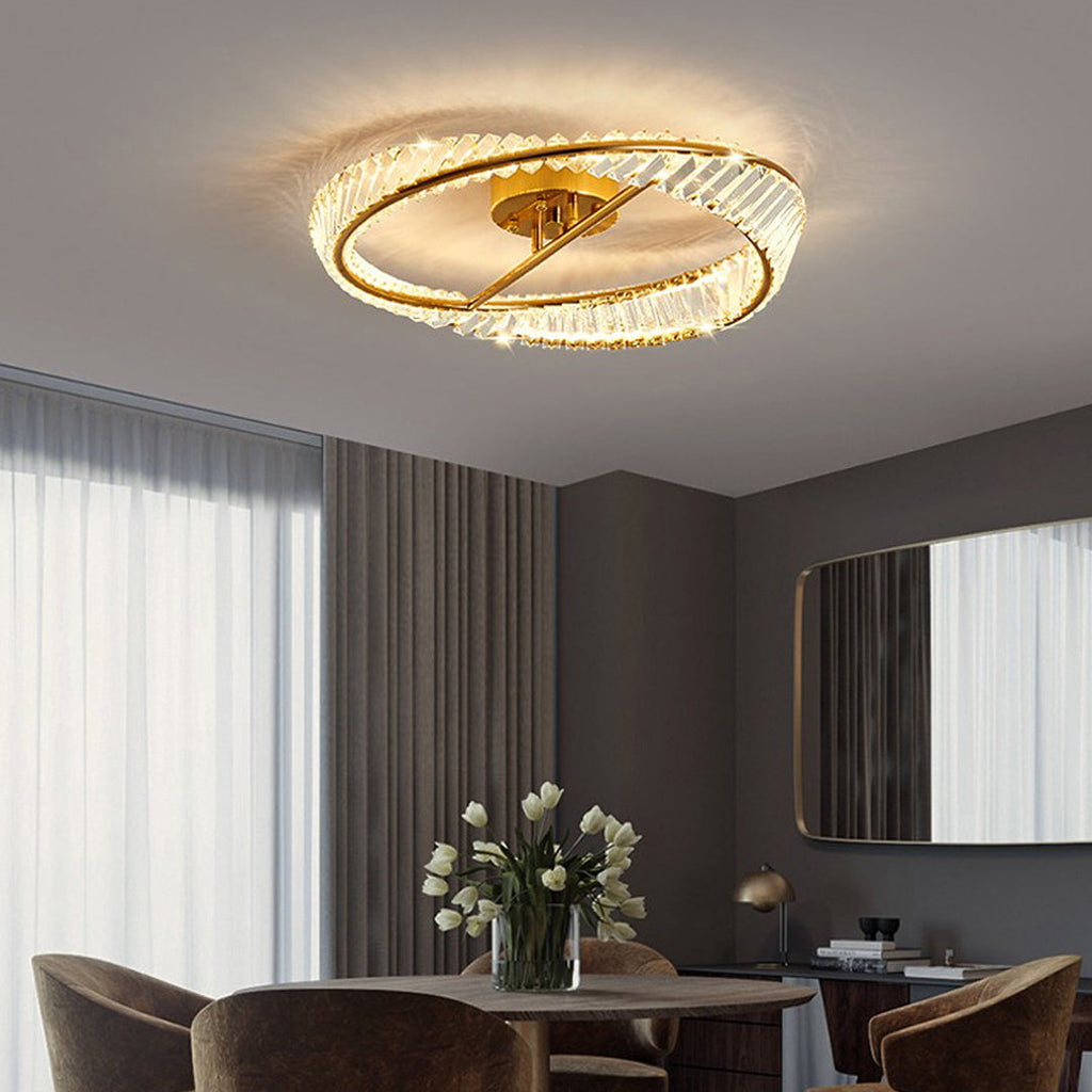 Luxury Gold Mobius Crystal Flush Mount Light Fixture