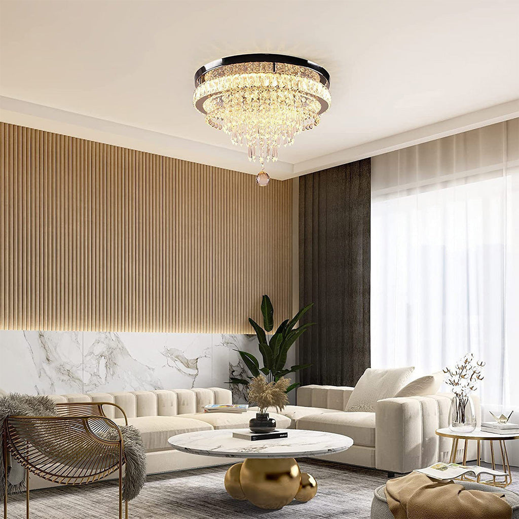 Gold Flush Mount Light - Modern Luxury Round Ceiling Fixture