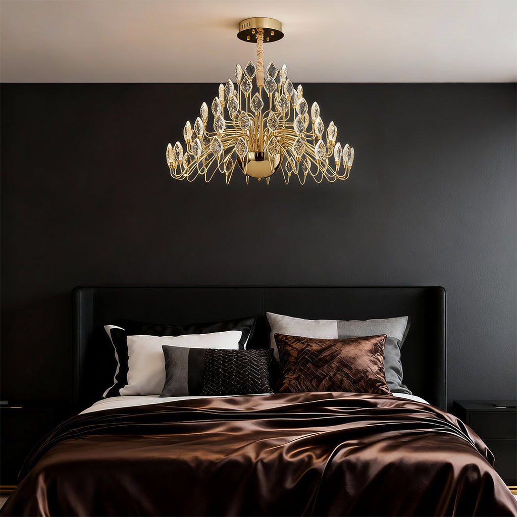 Gold LED Chandelier French Luxury Crystal Ceiling Light