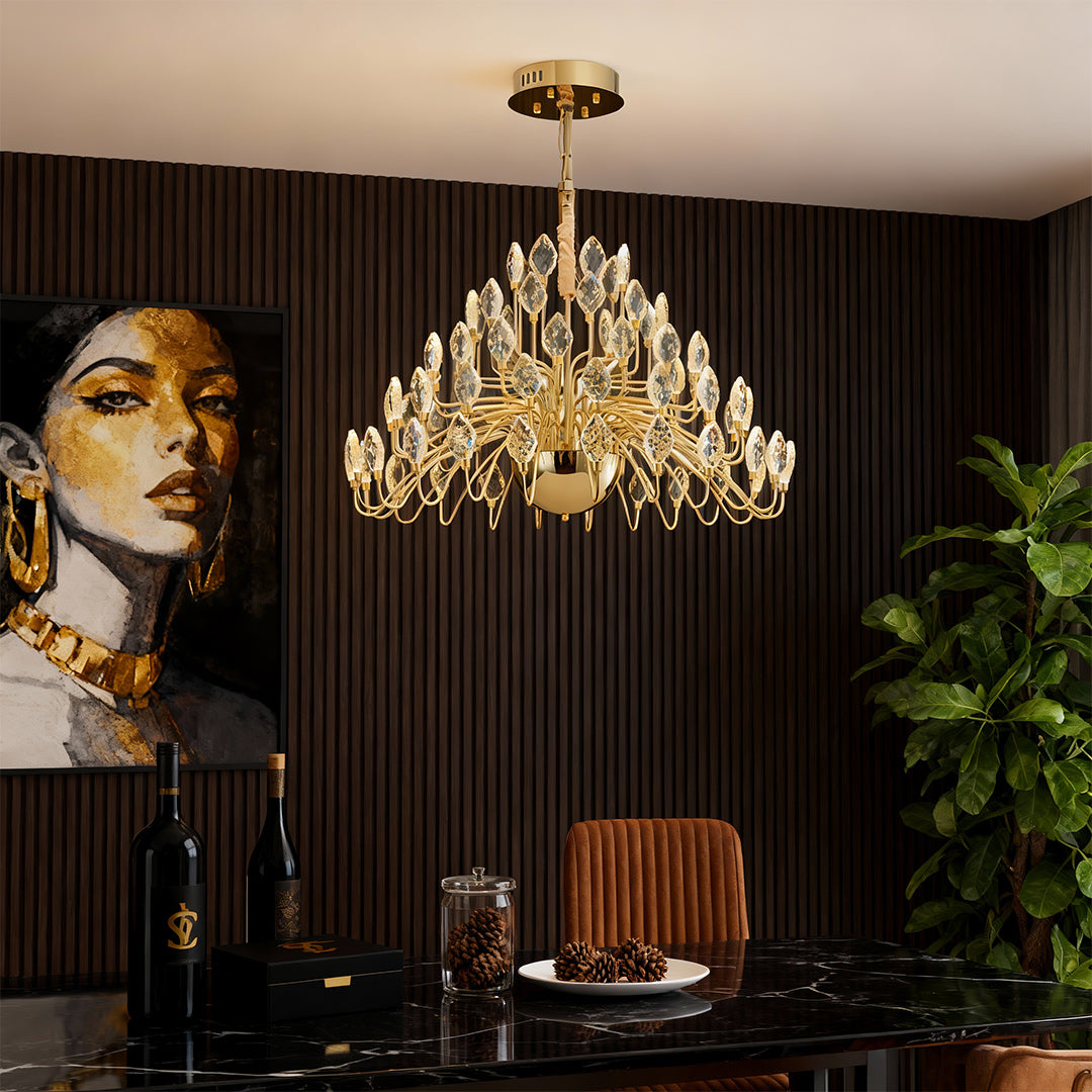 Gold LED Chandelier French Luxury Crystal Ceiling Light